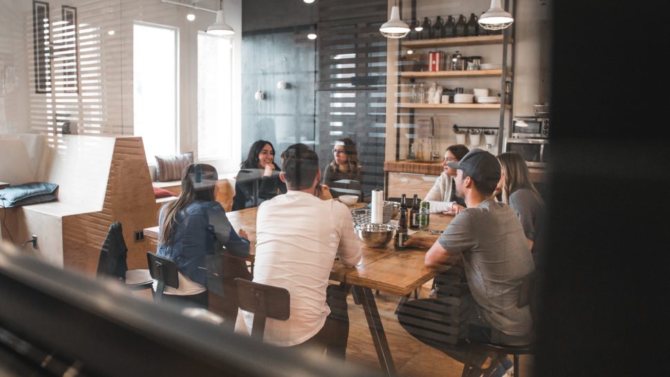 Group of workers in office. 